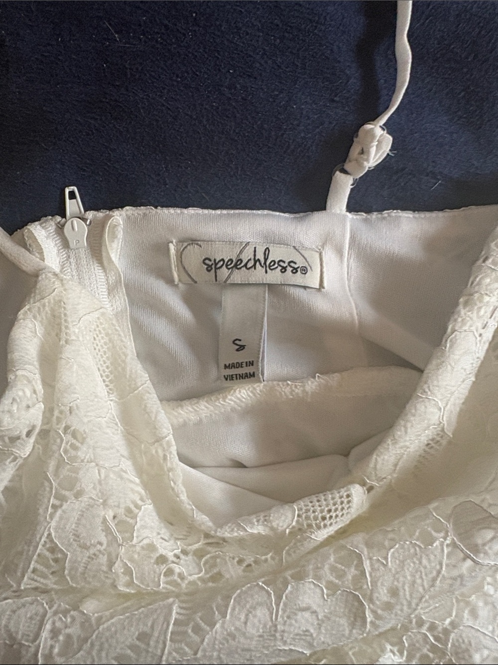 White Lace Spaghetti Strap Dress - Picture 7 of 7